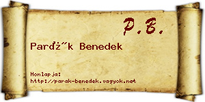 Parák Benedek névjegykártya