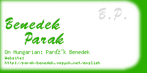 benedek parak business card